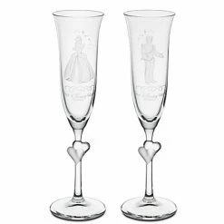 Best Sale ⭐ Disney Glass Flute Set - Personalizable Cinderella And Prince Charming By Arribas -- 2-Pc. 😍